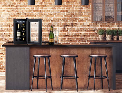 Barcool VINO8 – Table-Top Wine Fridge Black | 5-18°C | Wine Cooler | LED + Digital Display | Glass Door Drinks Cellar | Single-Zone (8 Bottle)