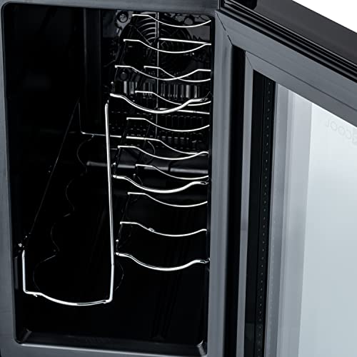 Barcool VINO8 – Table-Top Wine Fridge Black | 5-18°C | Wine Cooler | LED + Digital Display | Glass Door Drinks Cellar | Single-Zone (8 Bottle)