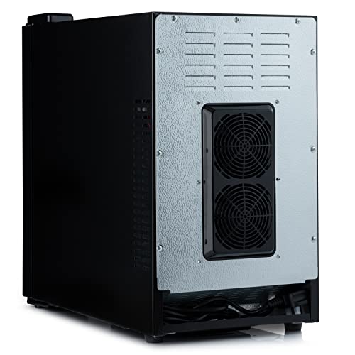 Barcool VINO8 – Table-Top Wine Fridge Black | 5-18°C | Wine Cooler | LED + Digital Display | Glass Door Drinks Cellar | Single-Zone (8 Bottle)