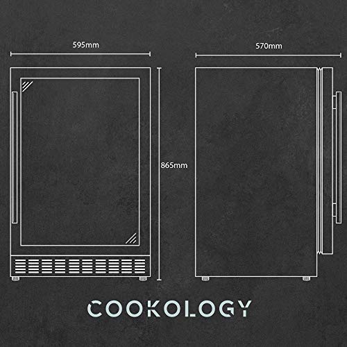 Cookology CWC600SS Freestanding Undercounter Fridge Cabinet 60cm Wine Cooler, 54 Bottle, 135 Litre Capacity, with Digital Temperature Control and Reversible Door - in Stainless Steel