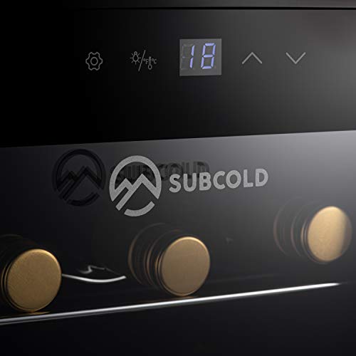 Subcold Viva16 LED – Table-Top Wine Fridge Black | 3-18°C | Wine Cooler | LED + Lock & Key | Glass Door Drinks Cellar | Single-Zone (16 Bottle)