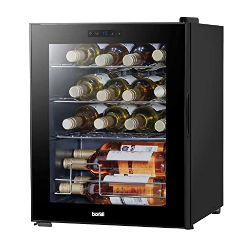 Baridi 16 Bottle Wine Cooler Fridge with Digital Touch Screen Controls & LED Light, Black - DH7