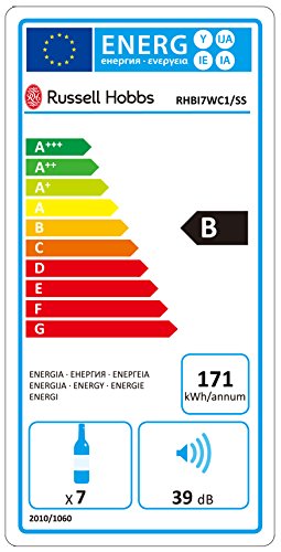 Russell Hobbs RHBI7WC1SS Freestanding or Integrated Wine/Drinks Cooler, 7 bottle capacity, Stainless Steel