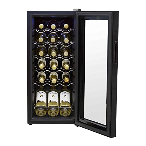 Baridi 18 Bottle Wine Cooler Fridge with Digital Touch Screen Controls & LED Light, Black - DH6