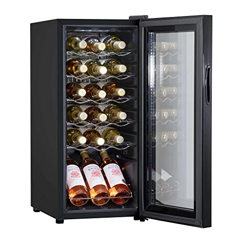 Baridi 18 Bottle Wine Cooler Fridge with Digital Touch Screen Controls & LED Light, Black - DH6