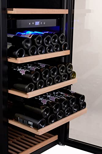 BODEGA43-180 Freestanding Wine Fridge - Large Wine Cooler with 2 zones, 5-20 ºC, 480 litres, 180 bottles, 8 shelves, full-glass design door, low noise (41 dB) and very little vibration