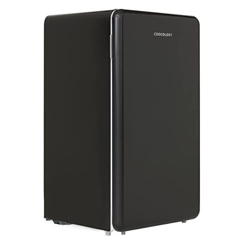 Cookology Retro Undercounter Freestanding Fridge 93 Litre Capacity, Features an Adjustable Temperature Control and Legs, Self Closing Door and Chiller Box - In Black