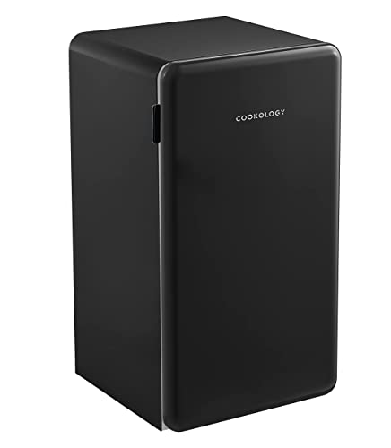 Cookology Retro Undercounter Freestanding Fridge 93 Litre Capacity, Features an Adjustable Temperature Control and Legs, Self Closing Door and Chiller Box - In Black