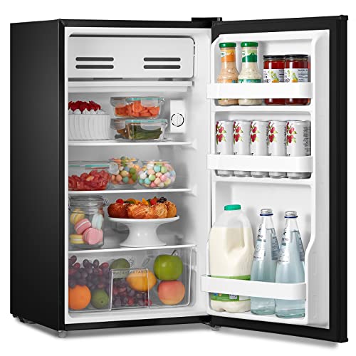 COMFEE' ‎RCD93BL1(E) Under Counter Fridge, 93L Fridge with Cooler Box for Drinks, Removable Glass Shelf, Reversible Door Hinge, Adjustable Legs, Black