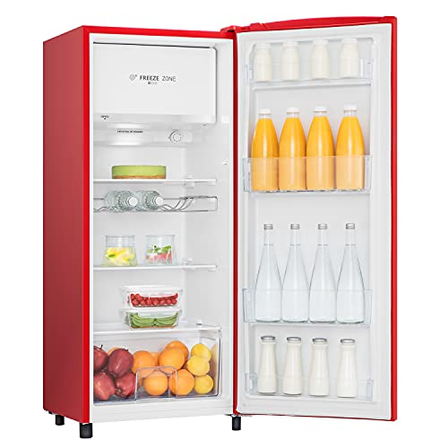 Hisense RR220D4ARF 52cm Freestanding Retro Fridge - 149 litre capacity - Auto Defrost - Wine Rack - Red - F Rated H128 x W51.9 x D51.3