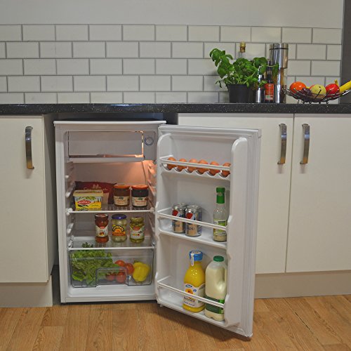 Igenix IG3920 Freestanding Under Counter Fridge and Chill Compartment, 2 Glass Shelves and Salad Drawer, One Bottle Shelf and Egg Rack, 48 cm Wide, White