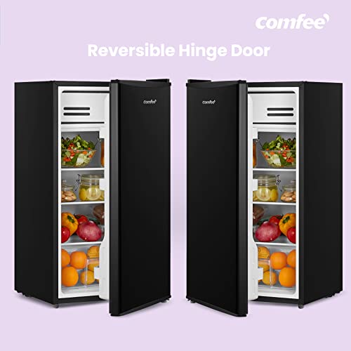 COMFEE' ‎RCD93BL1(E) Under Counter Fridge, 93L Fridge with Cooler Box for Drinks, Removable Glass Shelf, Reversible Door Hinge, Adjustable Legs, Black