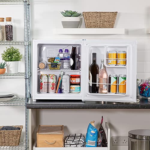 Russell Hobbs, RHTTLDR2 Table Top Larder Fridge, Mini Fridge 40L Capacity, Quiet Running 39DB, Reversible Door, 0 to 8 Degrees Manual Temperature Control, White
