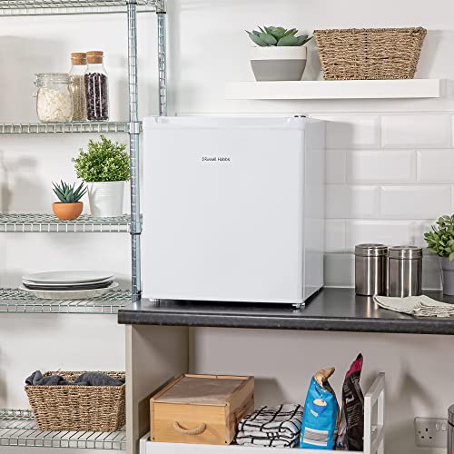 Russell Hobbs, RHTTLDR2 Table Top Larder Fridge, Mini Fridge 40L Capacity, Quiet Running 39DB, Reversible Door, 0 to 8 Degrees Manual Temperature Control, White