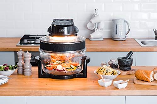 LIVIVO Digital 17L Halogen Oven Cooker Self Cleaning 1400W Element and Modern Controls, LED Display, Accessories Including Extender Ring and Trays… (Digital Black)