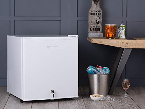 Subcold Eco50 Mini Fridge White | Table-Top Model | Counter-Top Fridge | Solid Door with Chiller Box | Lock & Key | Energy Efficient (50L, White)
