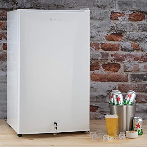 Subcold Eco100 LED Under-Counter White Fridge | Freestanding Refrigerator | Solid Door with Chiller Box | LED Light + Lock & Key | Energy Efficient (100L, White)
