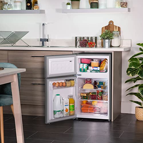 Russell Hobbs RH48UCFF2SS Freestanding Undercounter Fridge Freezer, LED light, 85 litres, Stainless Steel, Noise level: decibels 40