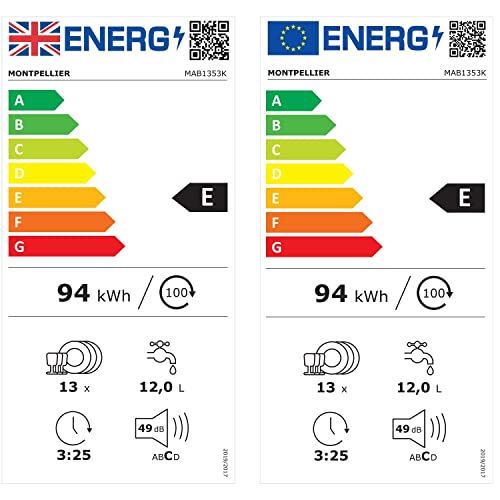 Montpellier 13 Place Settings Freestanding Dishwasher - Black
