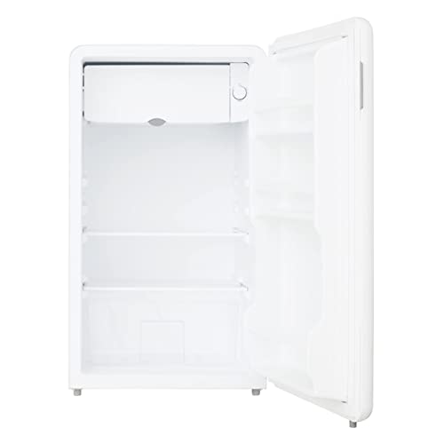 Cookology Retro Undercounter Freestanding Fridge 93 Litre Capacity, Features an Adjustable Temperature Control and Legs, Self Closing Door and Chiller Box - In White
