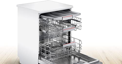Bosch Series 6 SMS6ZCW00G Dishwasher with 14 place settings, 9.5 litres water consumption, PerfectDry, Rackmatic, Wifi enabled via Home Connect App, Freestanding, White
