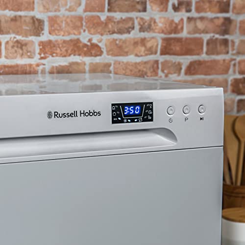 Russell Hobbs RHTTDW6S Freestanding Compact Dishwasher, Eco mode, 6 place settings, Noise level: decibels 52 (Energy Class F), Silver