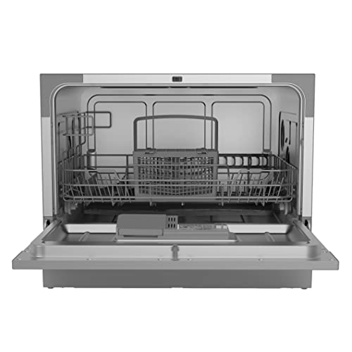 Russell Hobbs RHTTDW6S Freestanding Compact Dishwasher, Eco mode, 6 place settings, Noise level: decibels 52 (Energy Class F), Silver