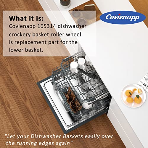 Covienapp Dishwasher Basket Wheel Lower Basket Wheel Pack of 8 Replacement for Bo-sch Ken-more Sie-mem Ne-ff Universal Dishwasher Cutlery Basket 165314