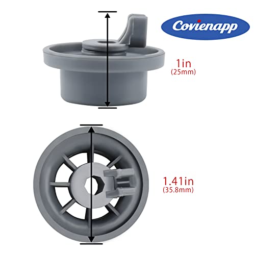Covienapp Dishwasher Basket Wheel Lower Basket Wheel Pack of 8 Replacement for Bo-sch Ken-more Sie-mem Ne-ff Universal Dishwasher Cutlery Basket 165314