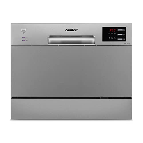 COMFEE' KWH-TD602E-S Freestanding Compact Dishwasher, LED display, 6.5 liters, Silver, Noise level: decibels 47
