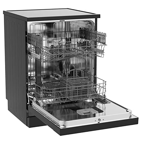 Hisense HS622E90BUK Freestanding Standard Dishwasher 85cm High - E Rated, Black, 24 x 23 x 33 inches (L x W x H) [Energy Class E]