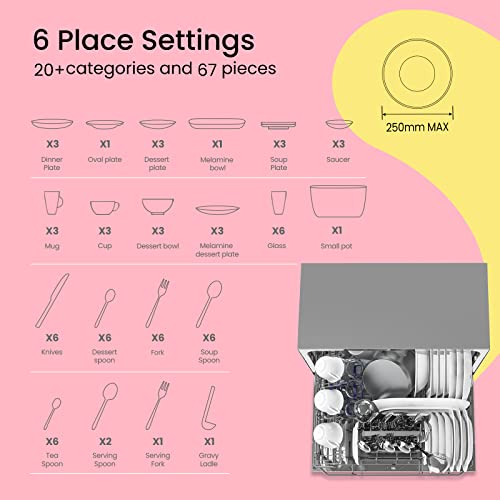 COMFEE' KWH-TD602E-S Freestanding Compact Dishwasher, LED display, 6.5 liters, Silver, Noise level: decibels 47