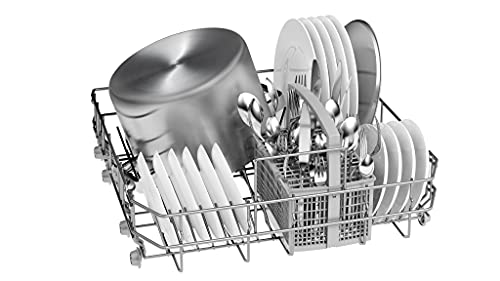 Bosch Home and Kitchen Appliances SMS2ITI41G Dishwasher, 12 place settings, SpeedPerfect+, Extra Dry, WiFi Enabled with Home Connect app, Freestanding, Silver, 12 place settings