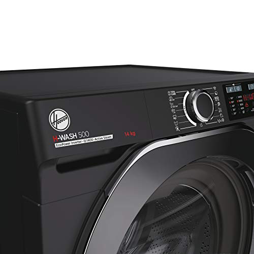 Hoover H-Wash 500 HW414AMBCB Freestanding Washing Machine, Large Capacity, A Rated, 14 kg, 1400 rpm, Black, Decibel rating: 53, EU Acoustic Class: A