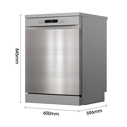 Hisense HS622E90XUK Freestanding Standard Dishwasher 85cm High- Stainless Steel - E Rated, Silver, 24 x 23 x 33 inches (L x W x H) [Energy Class E]