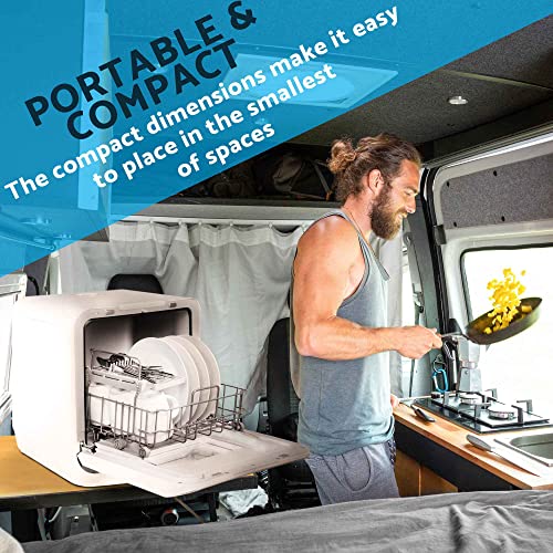 Baridi Mini Portable Tabletop 6L Dishwasher with 3 Place Settings, 7 Wash Functions - DH72