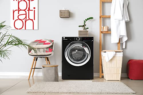 Hoover H-Wash 300 H3WS495TACBE Freestanding Washing Machine, Chrome Door, WiFi Connected, 9 kg Load, 1400 rpm, Black