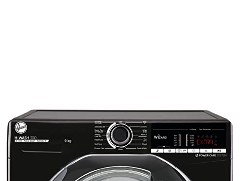 Hoover H-Wash 300 H3WS495TACBE Freestanding Washing Machine, Chrome Door, WiFi Connected, 9 kg Load, 1400 rpm, Black