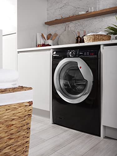 Hoover H-Wash 300 H3WS495TACBE Freestanding Washing Machine, Chrome Door, WiFi Connected, 9 kg Load, 1400 rpm, Black