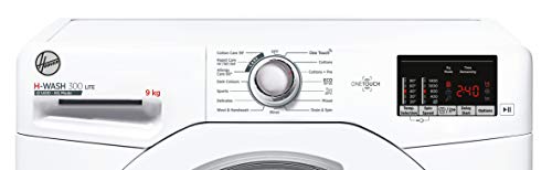 Hoover H-Wash 300 H3W492DE Free Standing Washing Machine, Rapid Wash Cycles, 9 kg Load, 1400 rpm, White