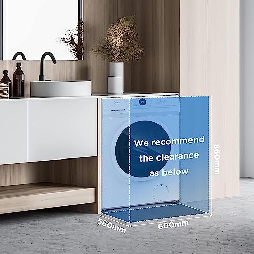 Midea MF10EW70B Energy-Saving Freestanding Washing Machine, BLDC Motor, Bright LED Display, Steam Care, Quick Wash, Various temp options, Prewash, 1400 RPM, 7 kg load, White