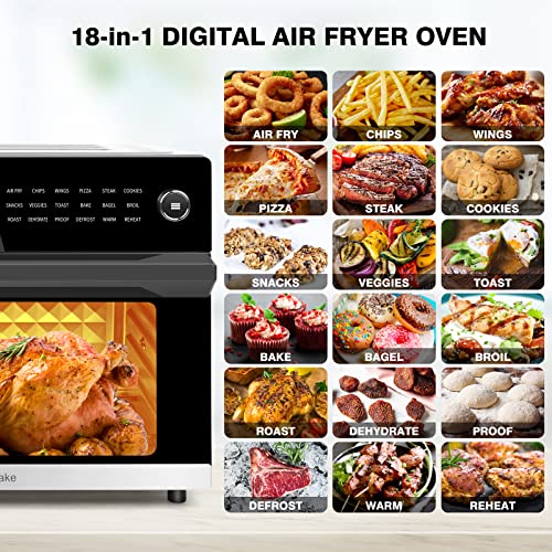 Condake 32QT Large Air Fryer Oven Toaster Oven Combo with Rotisserie 18in1 Convection Oven Countertop LED Touch and Knob Design Digital Oven for Bake Broil Pizza Roast Toast