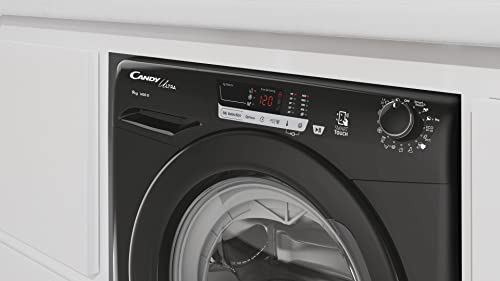 Candy Ultra HCU14102DBBE Freestanding Washing Machine, 10kg Load, 1400 rpm, Android App Enabled, Eco Cycles, Water&Energy auto sensing, Black