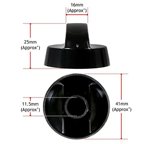 Spares2go Universal Black Control Switch Knob for All Makes and Models of Oven Cooker & Hob 40mm Plastic