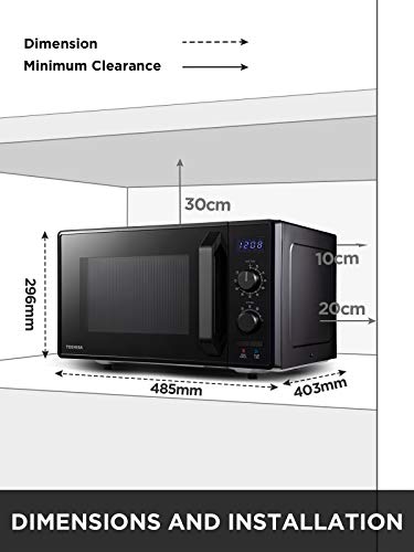 Toshiba 900w 23L Microwave Oven with 1050w Crispy Grill, Energy Saving Eco Function, 8 Auto Menus, 5 Power Levels and Position Memory Turntable - Black - MW2-AG23PF(BK)
