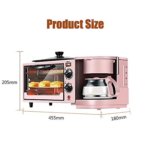 3 in 1 mini oven, toaster oven, electric oven, Multifunctional Toaster, Coffee Maker, Multifunctional Household Kitchen Cookware,Pink,With cover