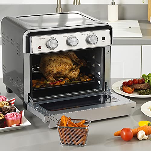 Salter EK3999 22L Air Fryer Mini Oven With Rotisserie, 5 in 1 Extra Quick Oven, 60 Minute Timer, Fry, Grill, Roast, Bake & Dehydrate, Caravan/Holiday Home Cooker, Temporary Oven Solution, 1700W