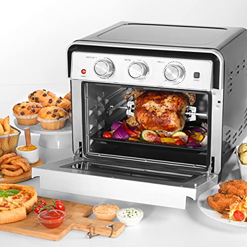 Salter EK3999 22L Air Fryer Mini Oven With Rotisserie, 5 in 1 Extra Quick Oven, 60 Minute Timer, Fry, Grill, Roast, Bake & Dehydrate, Caravan/Holiday Home Cooker, Temporary Oven Solution, 1700W