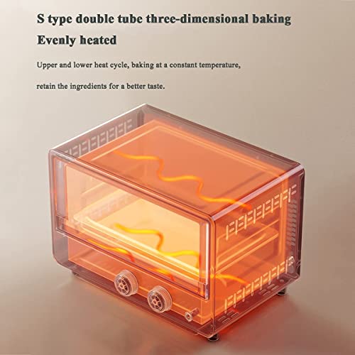 RENXR 750W Mini Oven 12 Liters with Baking Tray and Timer Compact Oven for Grilling, Baking, Toasting, Hot-Drying, Recirculating Toaster, Beige