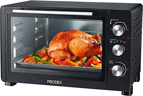 Prodex PX7030B 30 Litre Tabletop Mini Oven, 1500W Electric Cooker & Grill, Ideal for Roasting, Baking, Grilling & Reheating, Temperature Range: 100-230°C, Black